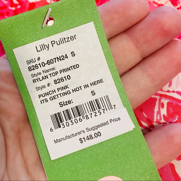NWT Lilly Pulitzer Rylan Silk Punch Pink Printed Sleeveless Top - Picture 10 of 10